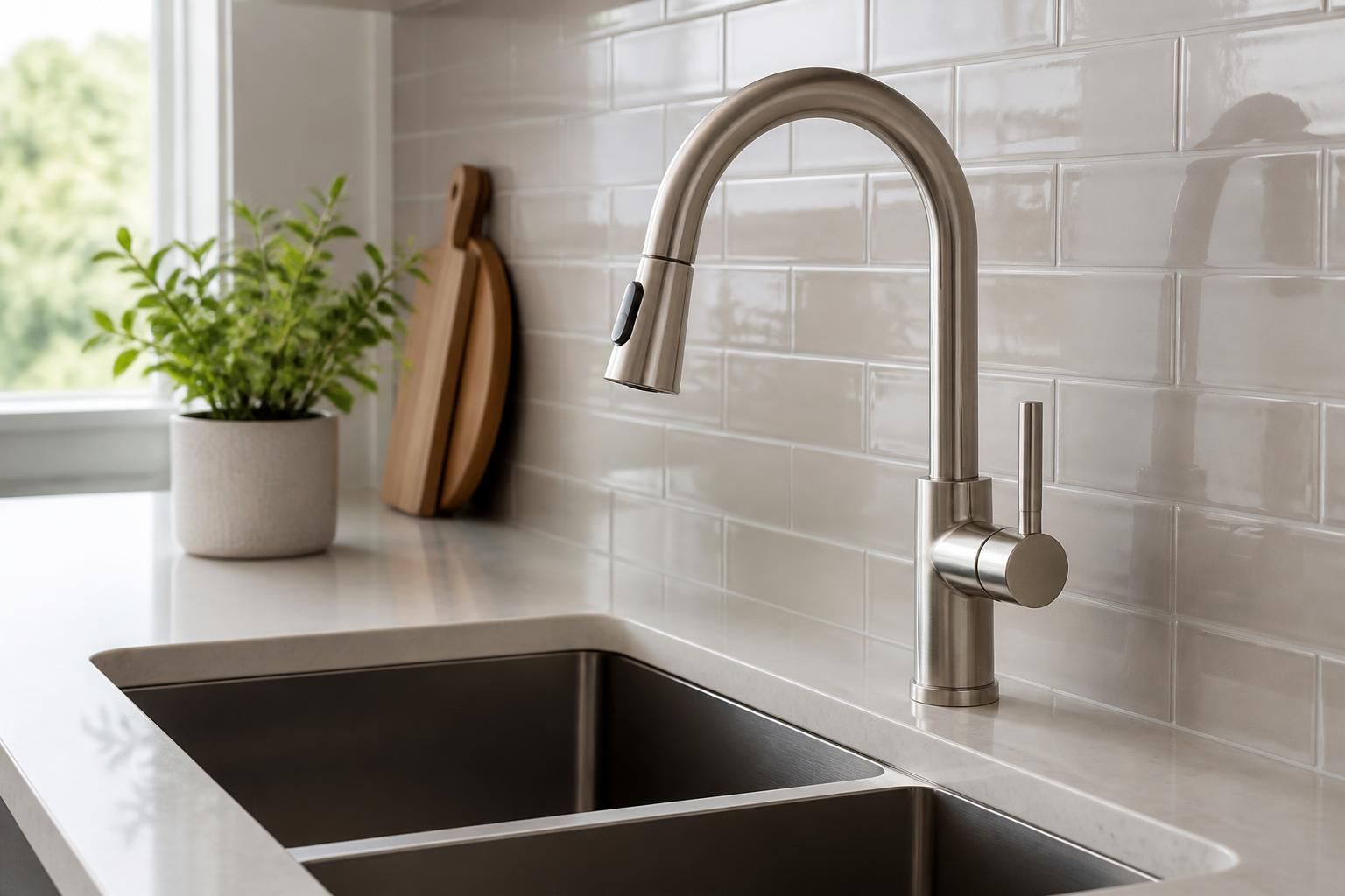Finished home bathroom with modern plumbing fixtures.