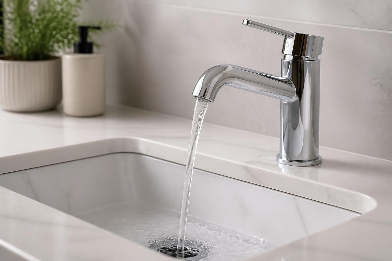 Clean sink with finished tapware and clear drain.